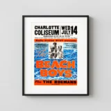 The Beach Boys 1965 Charlotte, NC Globe Concert Poster