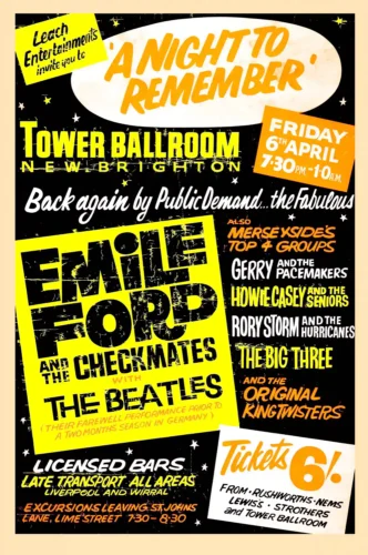 The Beatles & Ringo Starr 1962 "a Night to Remember" Tower Concert Poster