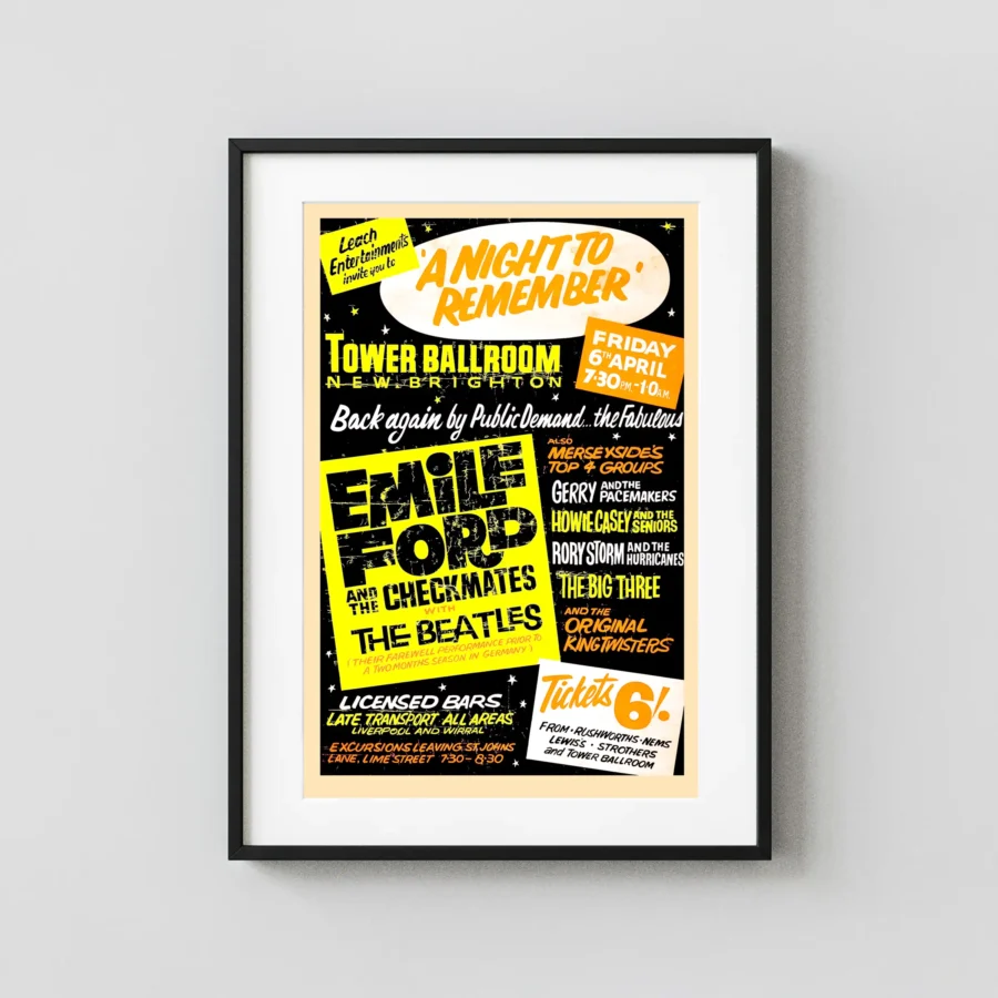 The Beatles & Ringo Starr 1962 "a Night to Remember" Tower Concert Poster