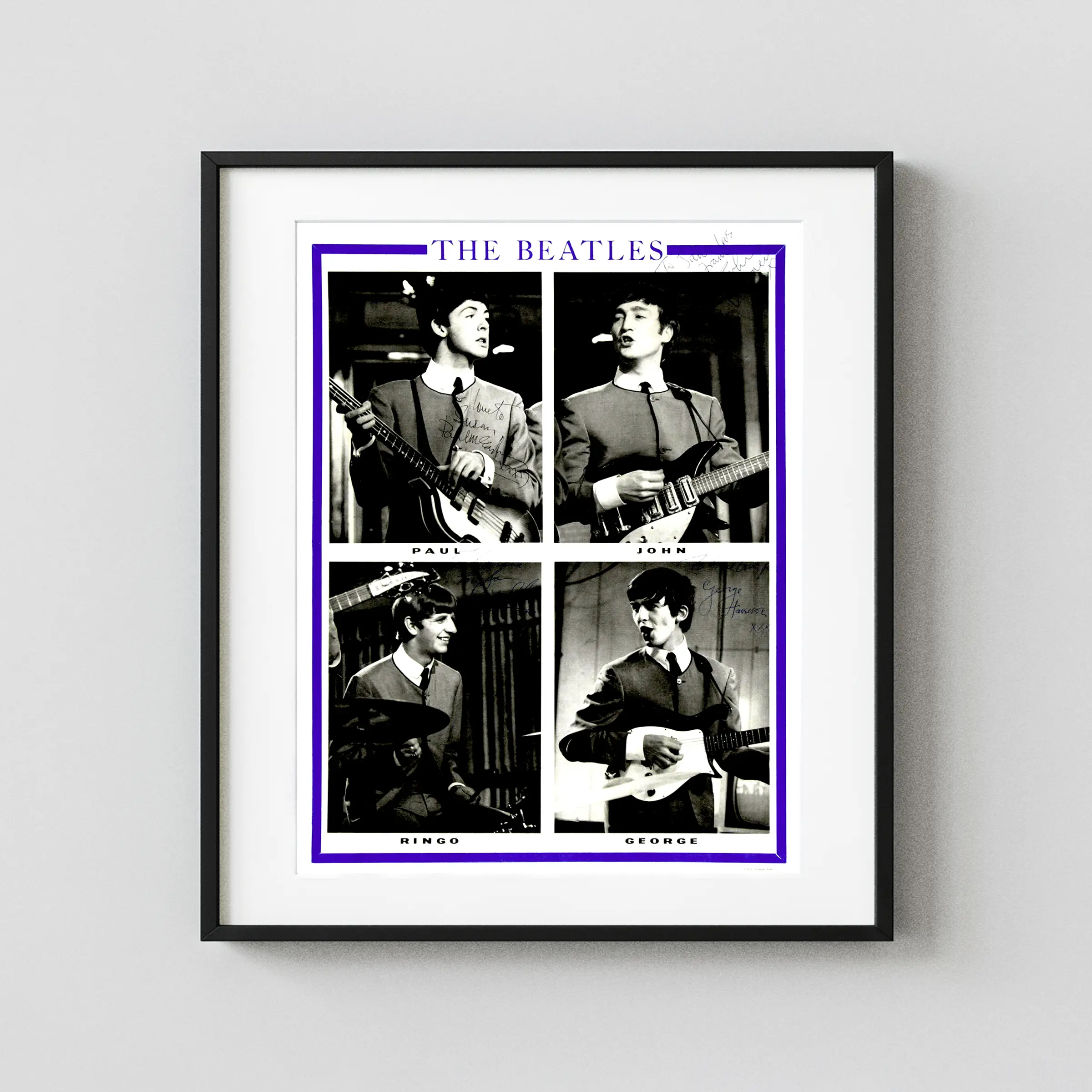 The Beatles- UK Poster (1963) featuring black, white, and gray vertical artwork.
