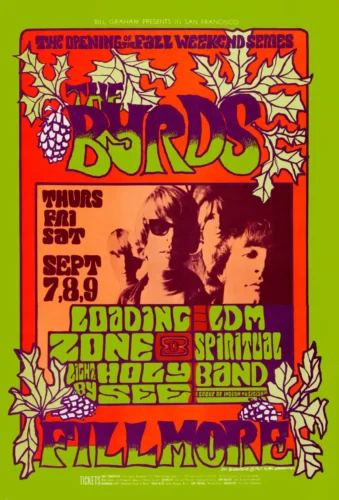 The Byrds 1967 Fillmore Auditorium Concert Poster