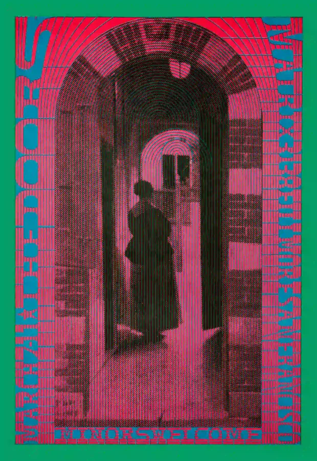 The Doors 1967 Matrix San Francisco Concert Poster featuring black, teal, and magenta vertical artwork.