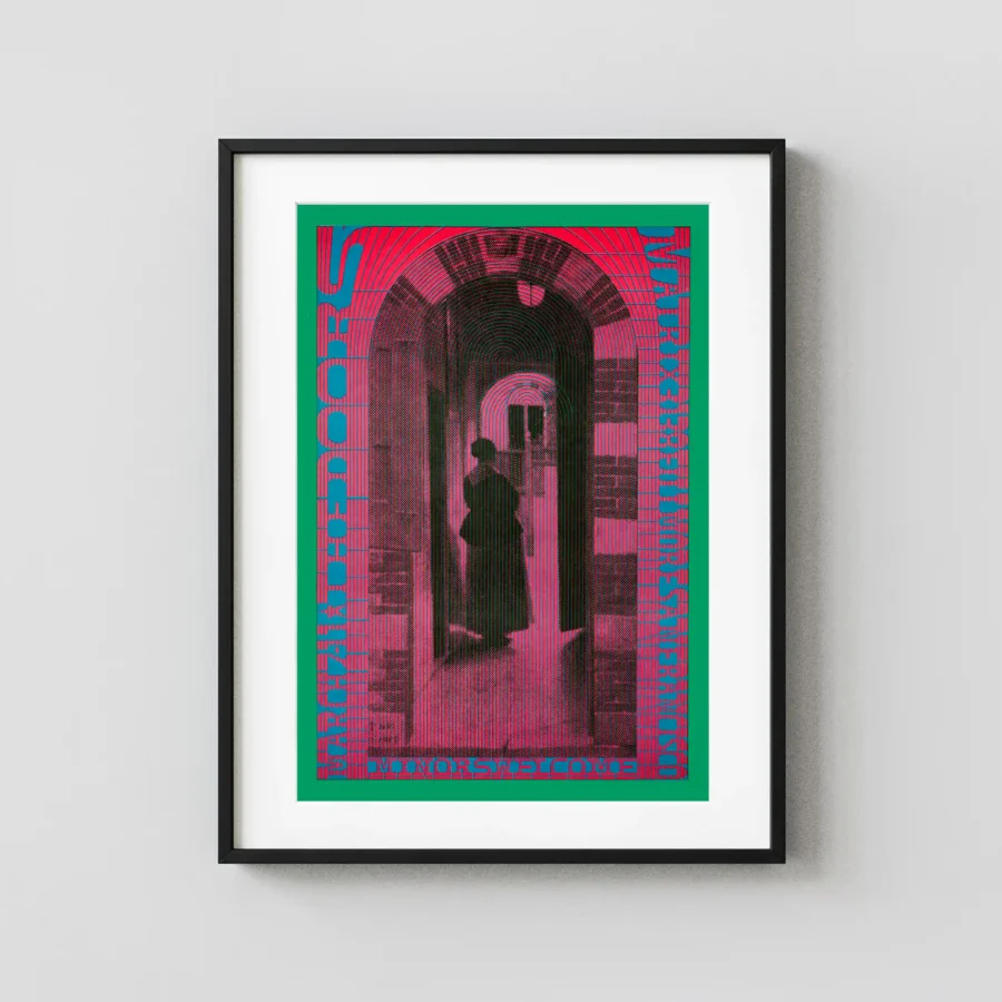 The Doors 1967 Matrix San Francisco Concert Poster featuring black, teal, and magenta vertical artwork.