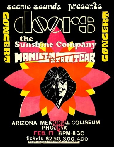 The Doors 1968 Phoenix, AZ Memorial Coliseum Concert Poster