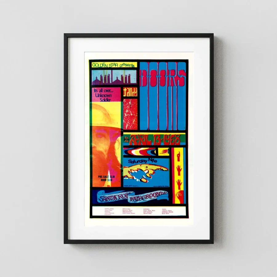The Doors 1968 Santa Rosa Fairgrounds Colorful Concert Poster