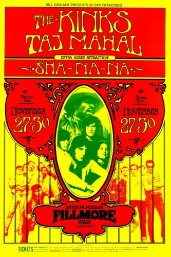 The Kinks 1969 Fillmore West Concert Poster