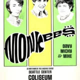 The Monkees (Davy, Mickey & Mike) 1969 Seattle, WA Concert Poster