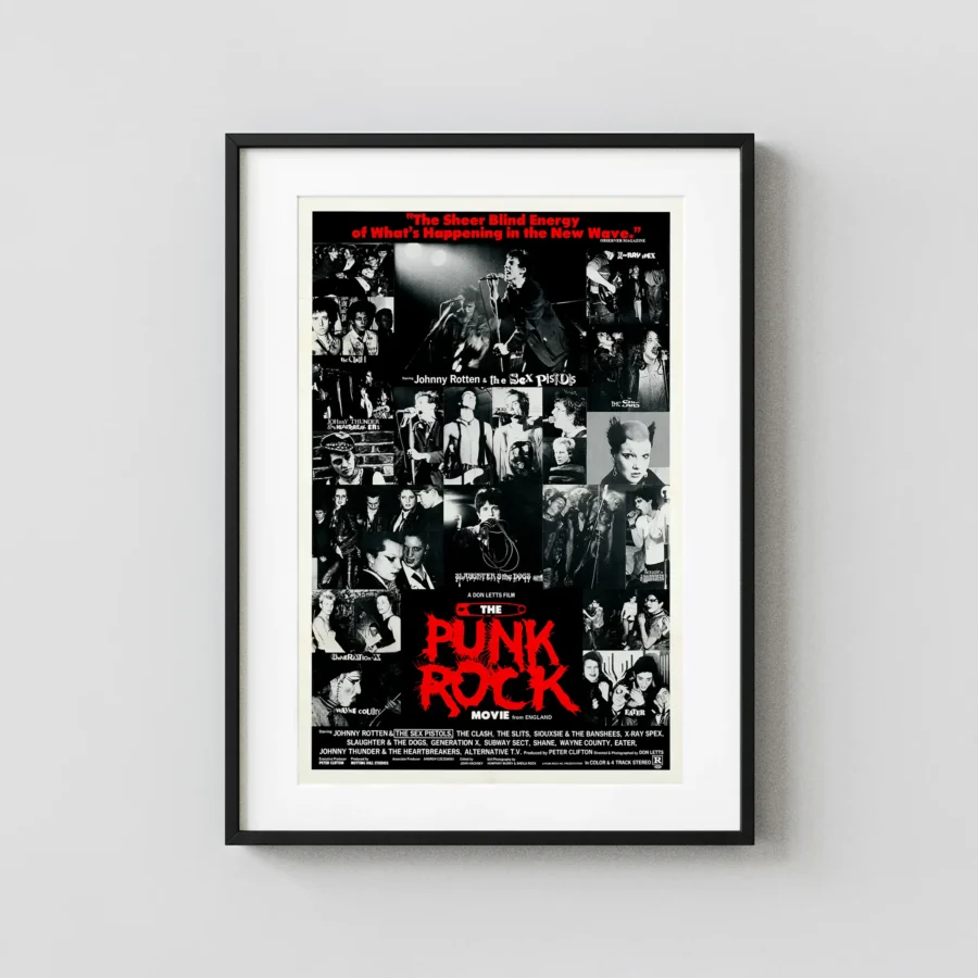 The Punk Rock Movie (Cinematic Releasing, 1978) Music Poster featuring black, charcoal, and light gray vertical artwork.