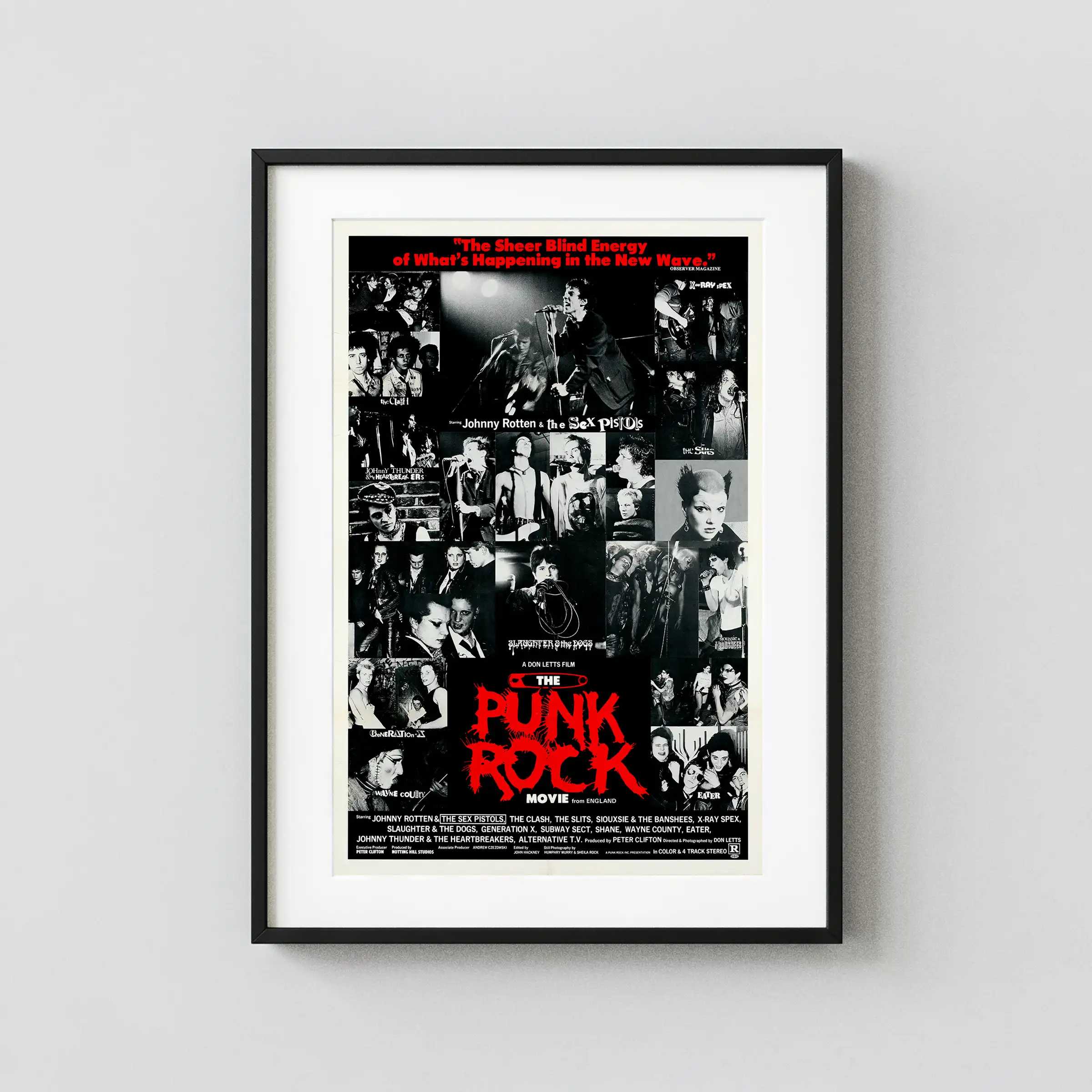 The Punk Rock Movie (Cinematic Releasing, 1978) Music Poster featuring black, charcoal, and light gray vertical artwork.