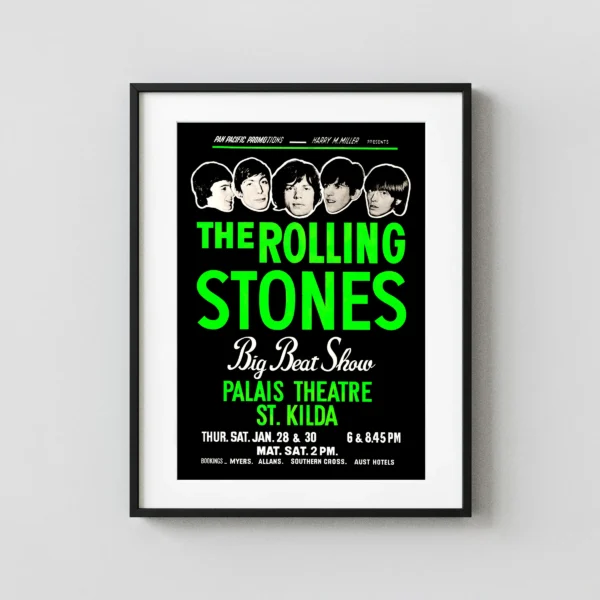 The Rolling Stones 1965 Melbourne, Australia Day-Glo Concert Poster