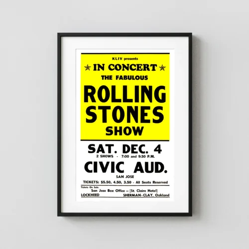 The Rolling Stones 1965 San Jose Music Poster