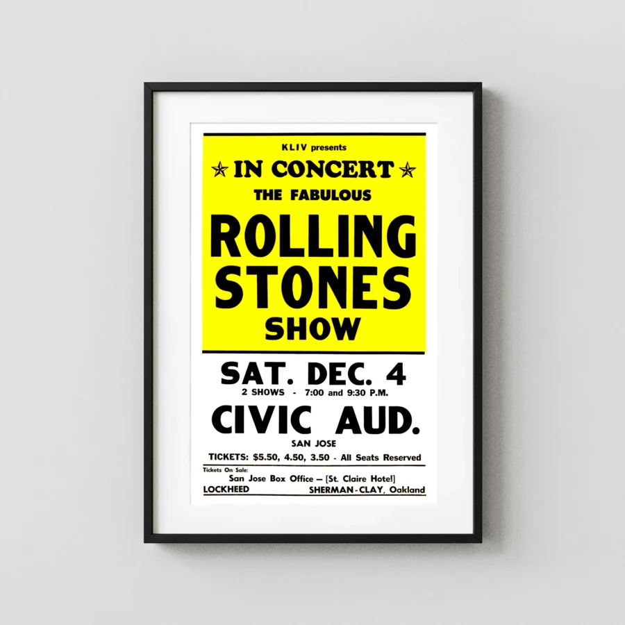 The Rolling Stones 1965 San Jose Music Poster