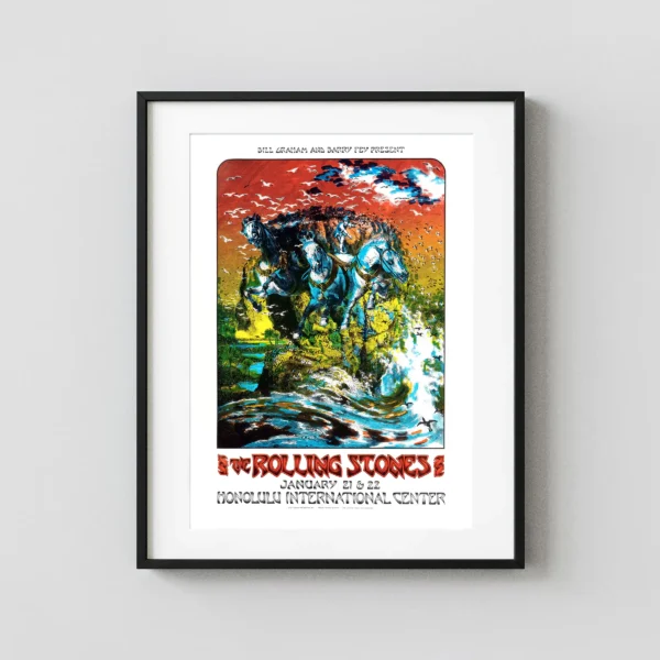 The Rolling Stones 1973 Honolulu, HI Bill Graham Concert Poster
