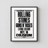 The Rolling Stones, Guns N' Roses, Living Colour 1989 Los Concert Poster