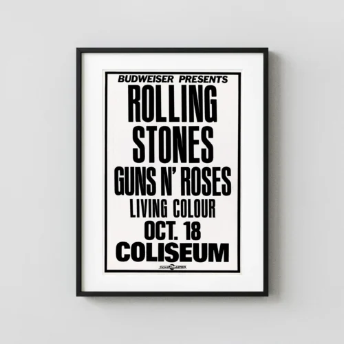The Rolling Stones, Guns N' Roses, Living Colour 1989 Los Concert Poster