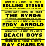 The Rolling Stones, the Beach Boys, the Byrds 1966 Asbury Park Concert Poster
