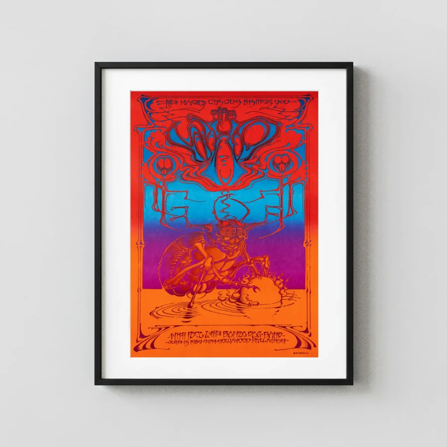 The Who 1969 Hollywood Palladium, Los Angeles Concert Poster featuring orange, red, and white vertical artwork.