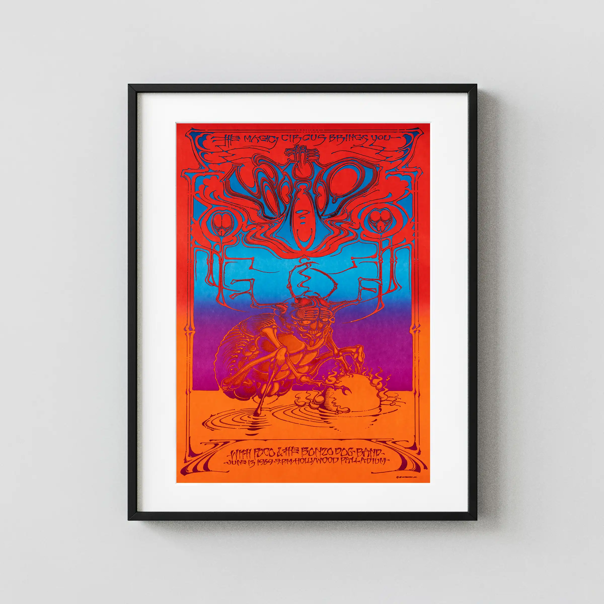 The Who 1969 Hollywood Palladium, Los Angeles Concert Poster featuring orange, red, and white vertical artwork.
