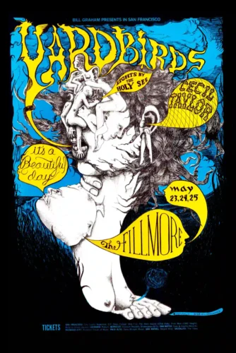 The Yardbirds 1968 Fillmore Auditorium Concert Poster