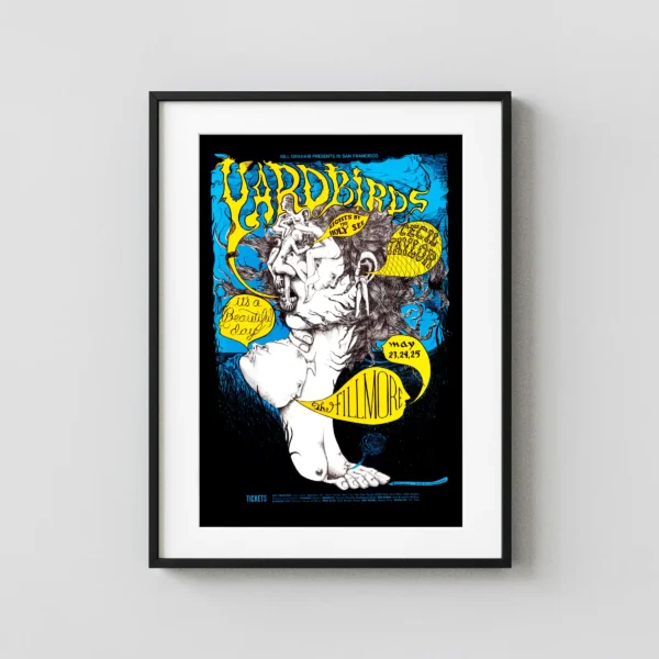 The Yardbirds 1968 Fillmore Auditorium Concert Poster