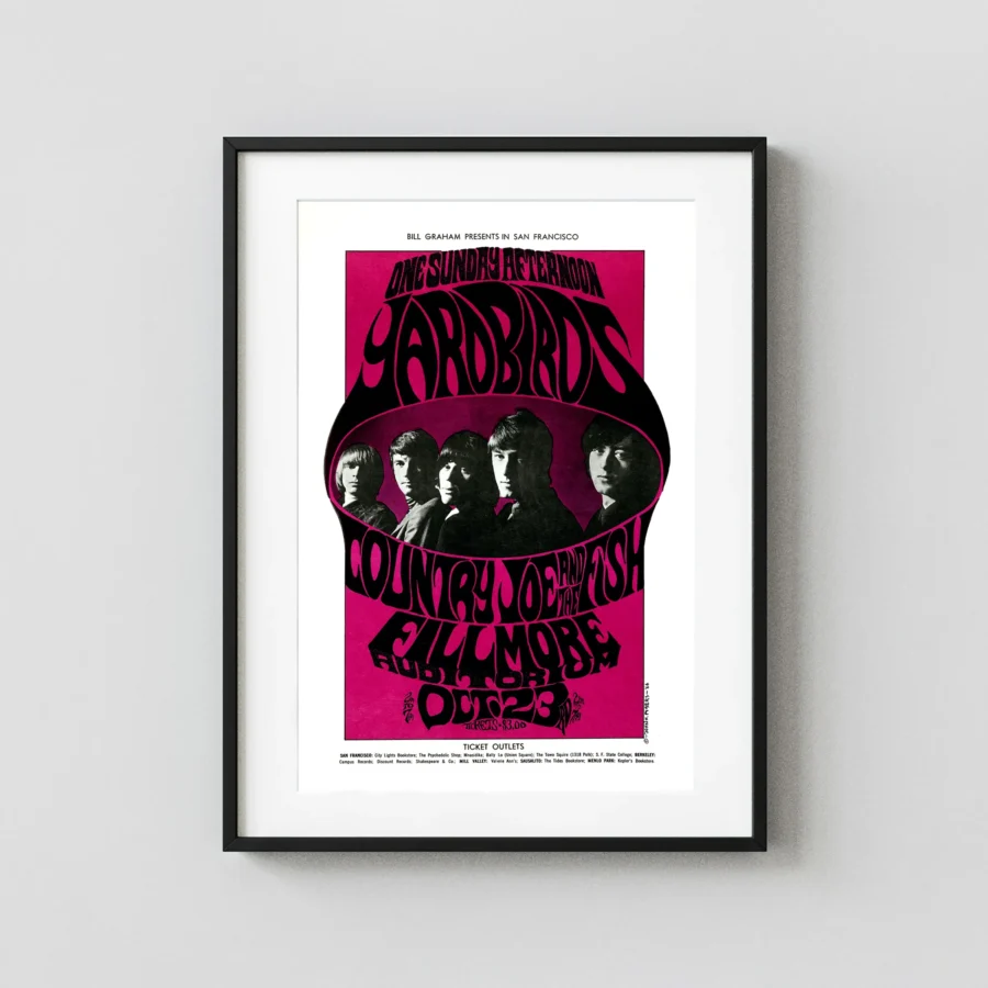 The Yardbirds with Jimmy Page & Jeff Beck 1966 Fillmore Concert Poster
