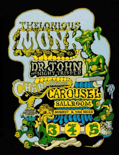 Thelonious Monk, Dr. John 1968 Carousel Ballroom San Francisco Concert Poster