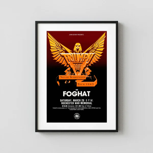 Triumph, Foghat 1983 Never Surrender Era Rochester, NY Concert Poster
