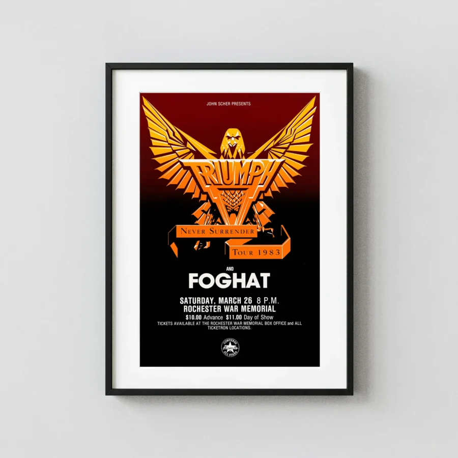 Triumph, Foghat 1983 Never Surrender Era Rochester, NY Concert Poster