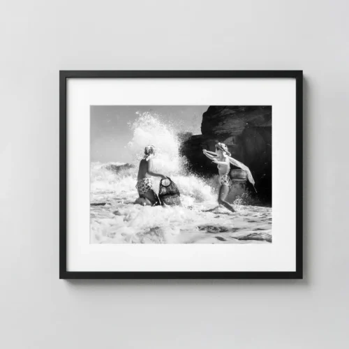 Two Ama Divers in the Surf 1950 Nude Photography Print