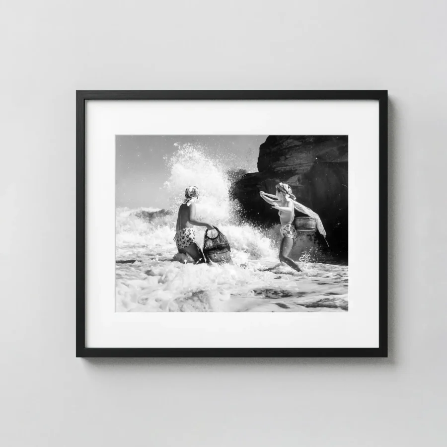 Two Ama Divers in the Surf 1950 Nude displayed as a framed wall mockup