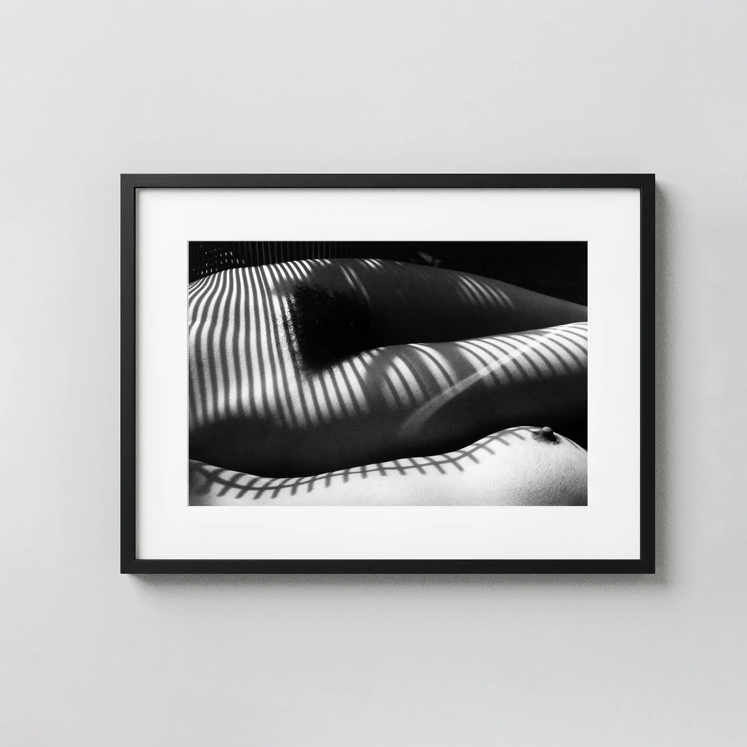 Striped Nude Study, New York 1979 displayed as a framed wall mockup