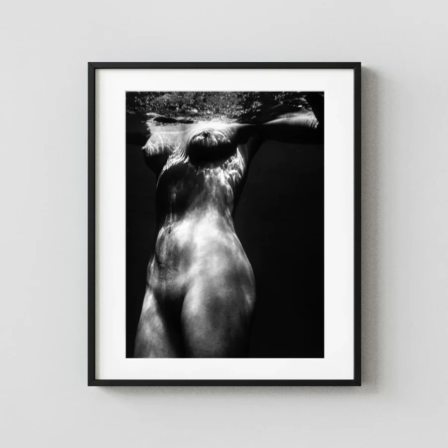 Underwater Nude 1980 displayed as a framed wall mockup