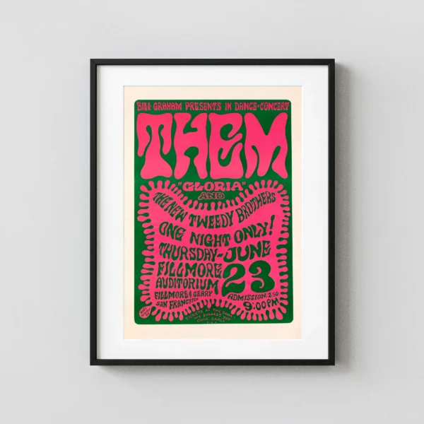 Van Morrison & Them 1966 "Gloria" Fillmore Auditorium Concert Poster