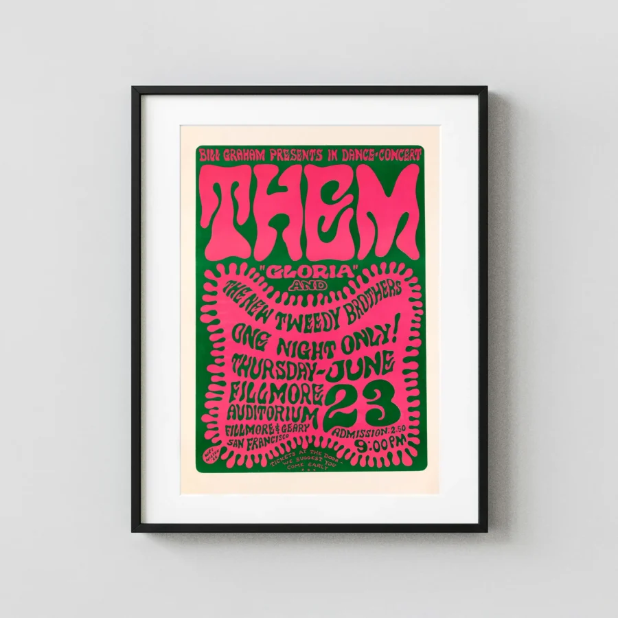 Van Morrison & Them 1966 "Gloria" Fillmore Auditorium Concert Poster
