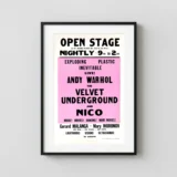 Velvet Underground, Andy Warhol and Nico 1966 New York City Concert Poster