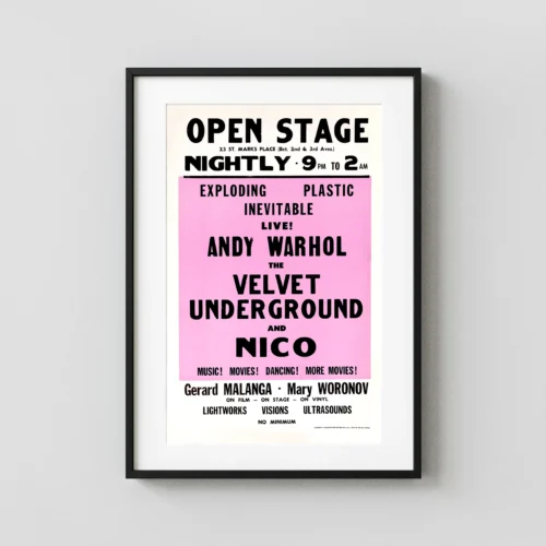 Velvet Underground, Andy Warhol and Nico 1966 New York City Concert Poster