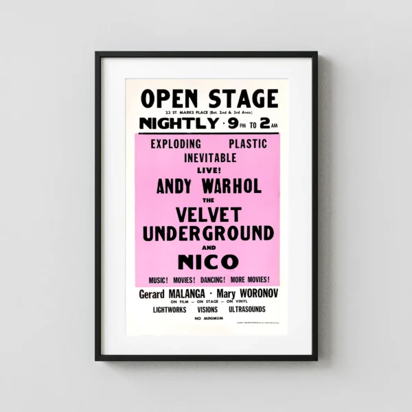 Velvet Underground, Andy Warhol and Nico 1966 New York City Concert Poster