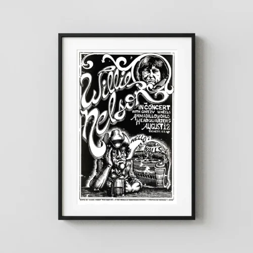 Willie Nelson 1972 Austin, TX Armadillo Concert Poster