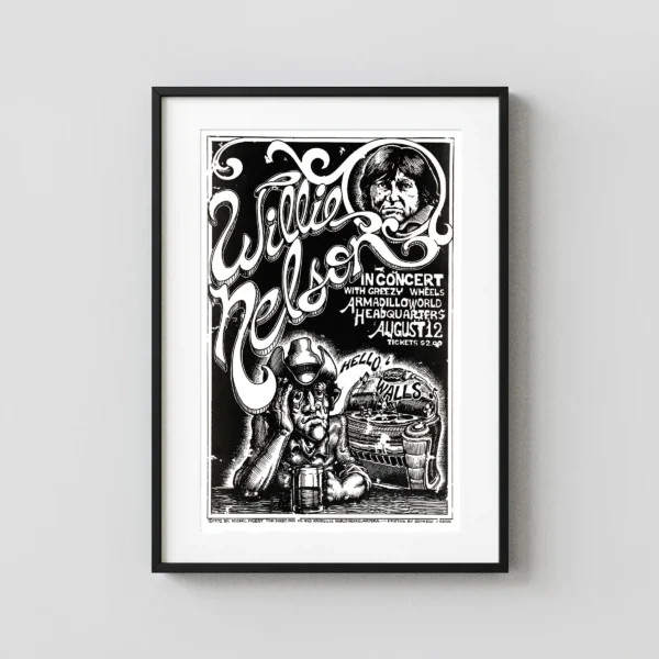 Willie Nelson 1972 Austin, TX Armadillo Concert Poster