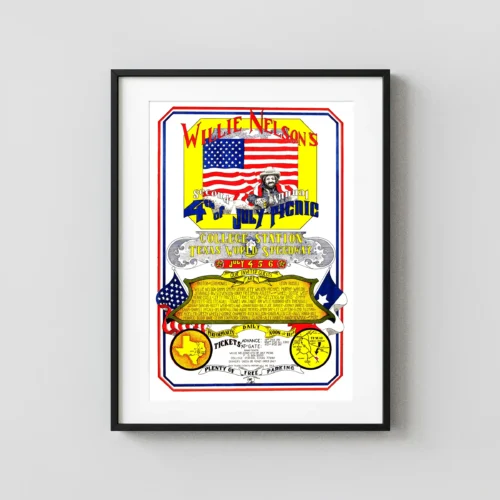 Willie Nelson, Leon Russell, Jimmy Buffett 1974 Second Annual 4th of July Poster