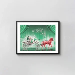 The Wizard of Oz Emerald City Carriage Poster | DKNG Mondo Art Print (75th Anniversary Edition) Movie Posters xe2x80x93 Landscape Frame Wall Art Mockup | MerchFuse
