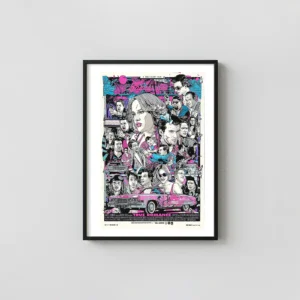 True Romance Mondo Poster | Tyler Stout Limited Edition Cult Classic Movie Posters xe2x80x93 Portrait Frame Wall Art Mockup | MerchFuse
