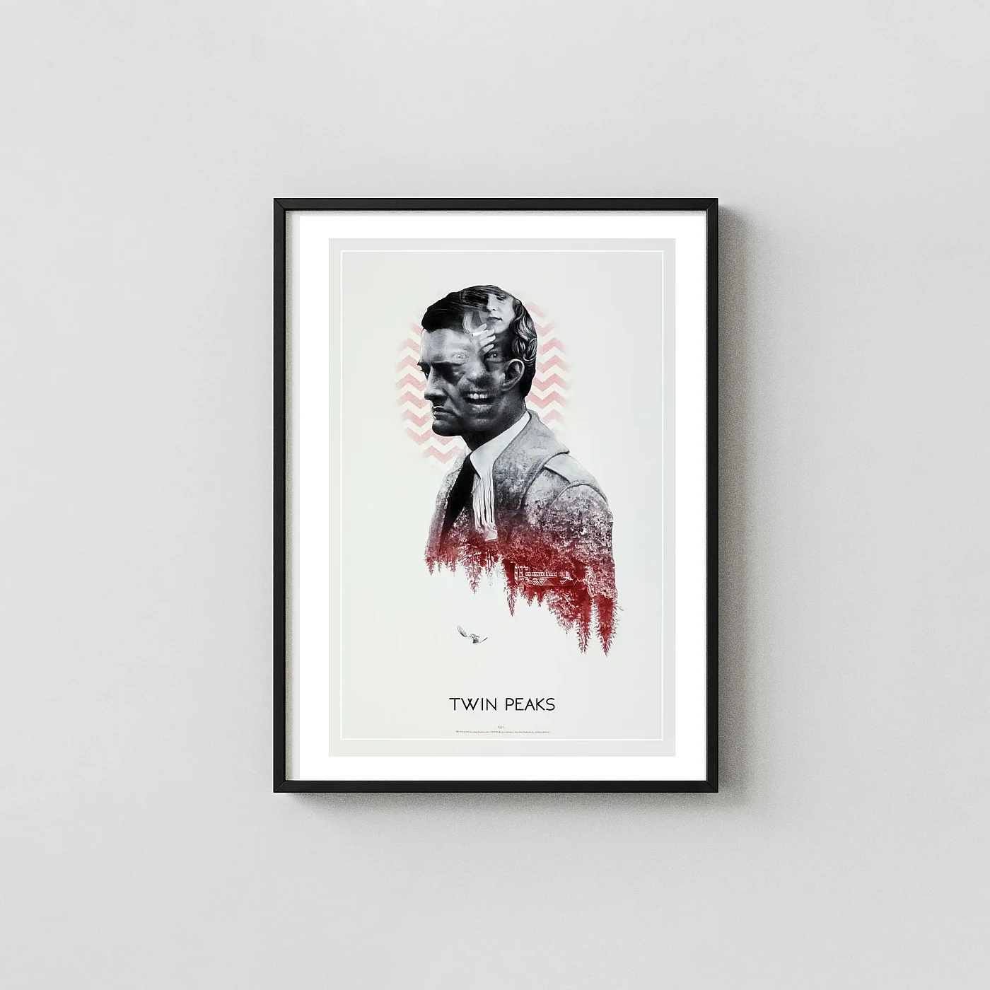 Twin Peaks 'The Black Lodge' Poster Art By Greg Ruth | Surreal David Lynch Print Twin Peaks 'The Black Lodge' Poster Art By Greg Ruth | Surreal David Lynch Movie Posters Xe2X80X93 Portrait Frame Wall Art Mockup | Merchfuse