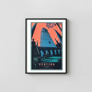 Vertigo (1958) Laurent Durieux Mondo Poster - Alfred Hitchcock Classic Movie Posters xe2x80x93 Portrait Frame Wall Art Mockup | MerchFuse