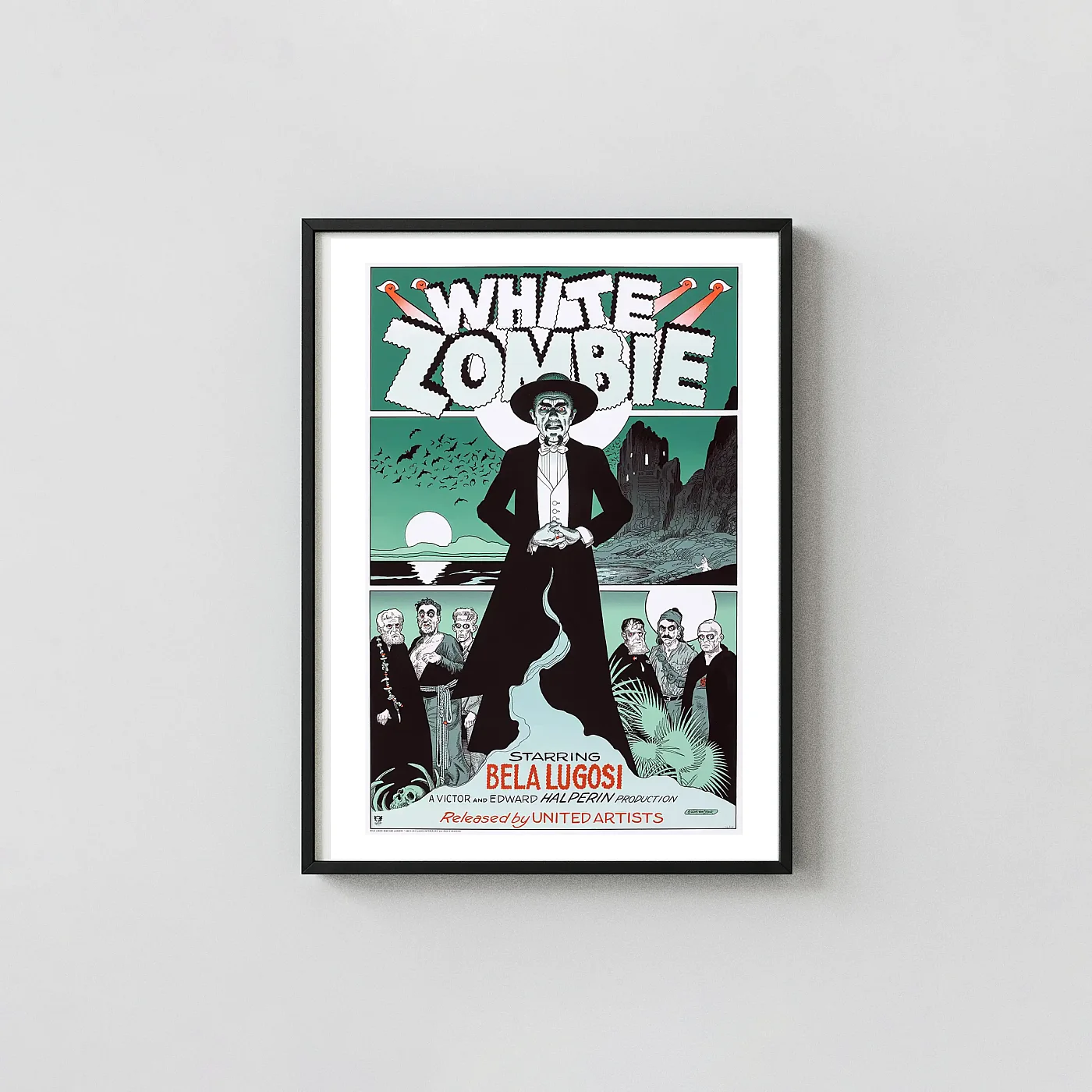 William Stout &Quot;White Zombie&Quot; Mondo Poster (Bela Lugosi 1932 Classic Horror Film Art) William Stout &Quot;White Zombie&Quot; Mondo Poster (Bela Lugosi 1932 Classic Horror Film Art) Horror Movies Posters Xe2X80X93 Portrait Frame Wall Art Mockup | Merchfuse