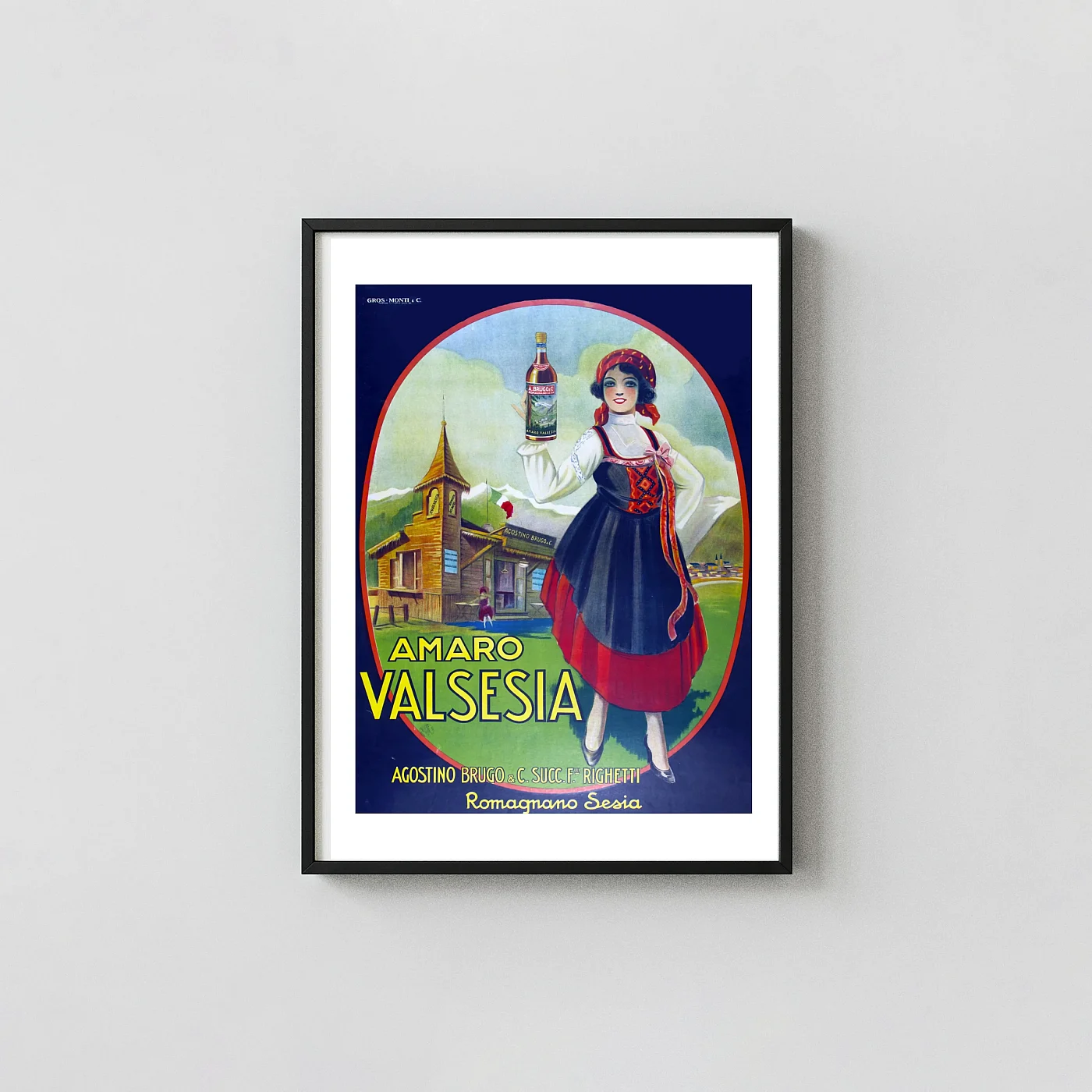 Amaro Valsesia Vintage Poster (1920S Italian Alpine Liqueur Advertisement) - Retro Bar Art Print Amaro Valsesia Vintage Poster (1920S Italian Alpine Liqueur Advertisement) - Retro Bar Vintage Alcohol &Amp; Liquor Posters Xe2X80X93 Portrait Frame Wall Art Mockup | Merchfuse