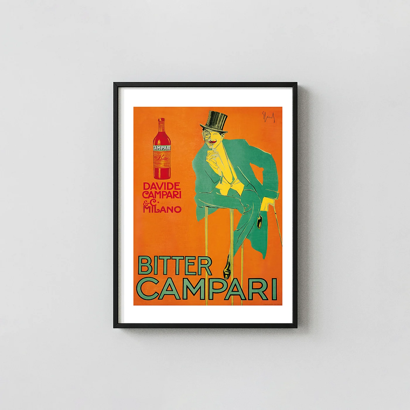 Iconic Vintage Campari Poster | Bitter Campari Man In Top Hat Art Print Iconic Vintage Campari Poster | Bitter Campari Man In Top Hat Vintage Alcohol &Amp; Liquor Posters Xe2X80X93 Portrait Frame Wall Art Mockup | Merchfuse