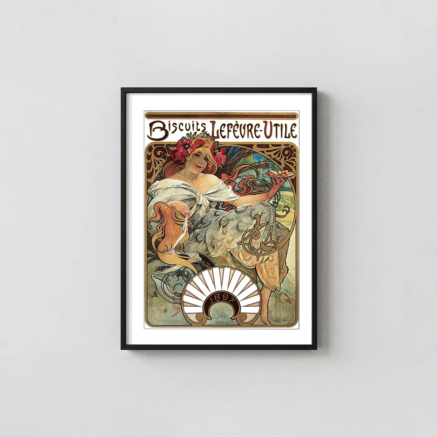 Alphonse Mucha Biscuits Lefèvre-Utile 1897 Original Art Nouveau Advertising Poster - vintage advertising poster print