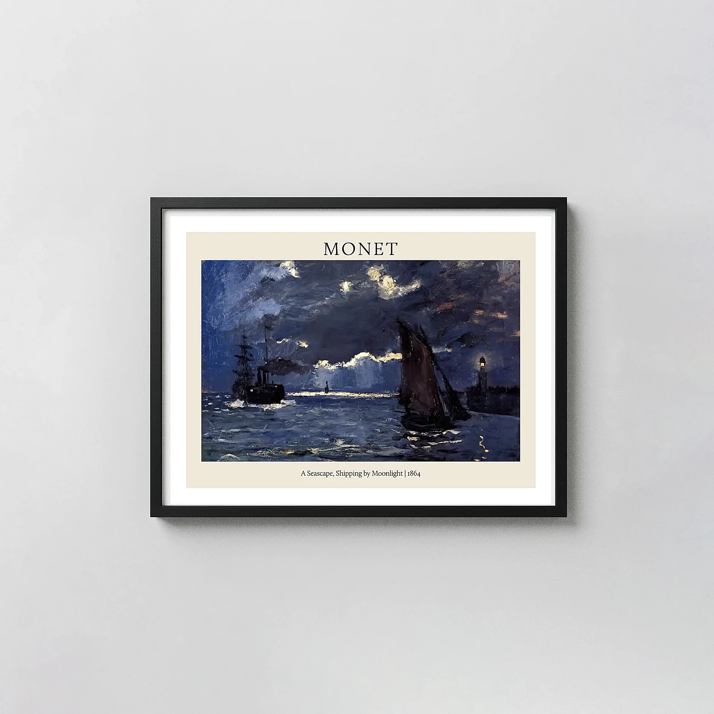 Monet's "A Seascape, Shipping by Moonlight" (1864) Classic Art Poster - fine art poster print