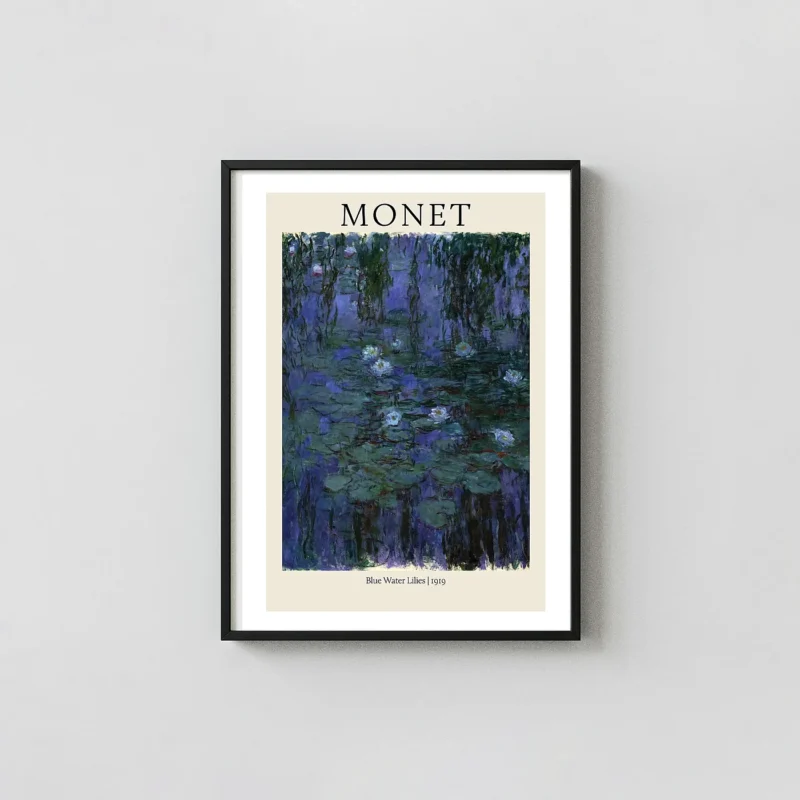 Claude Monet's Blue Water Lilies (1919) Masterpiece Art Poster | Deep Indigo Impressionist Print